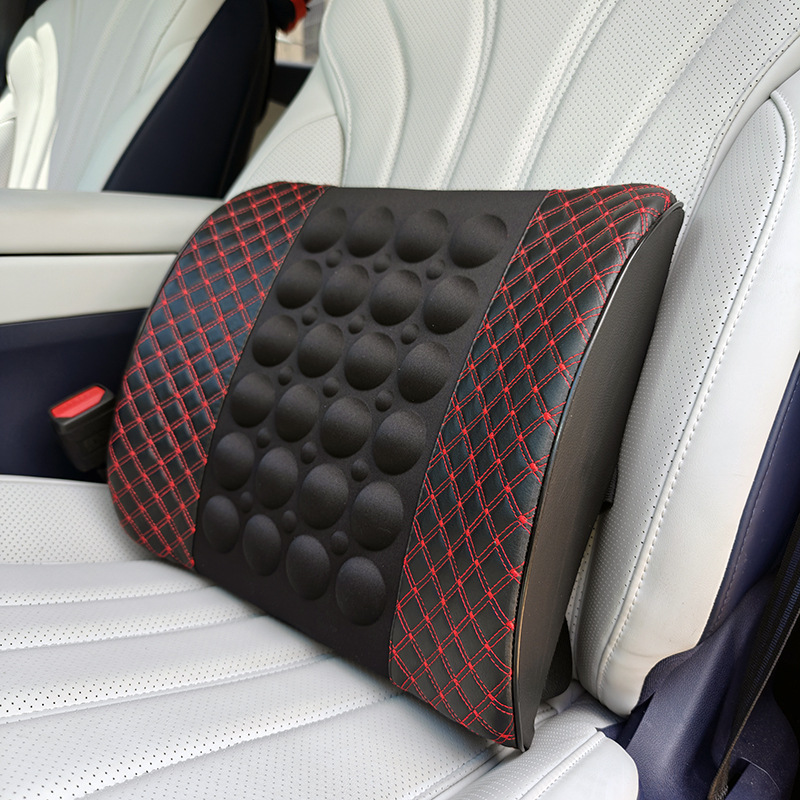 Car Memory Foam Electric Lumbar Support, Dual-Use Vibration Massage Backrest for Home and Car, Microfiber Leather Waist Cushion Backrest Pad