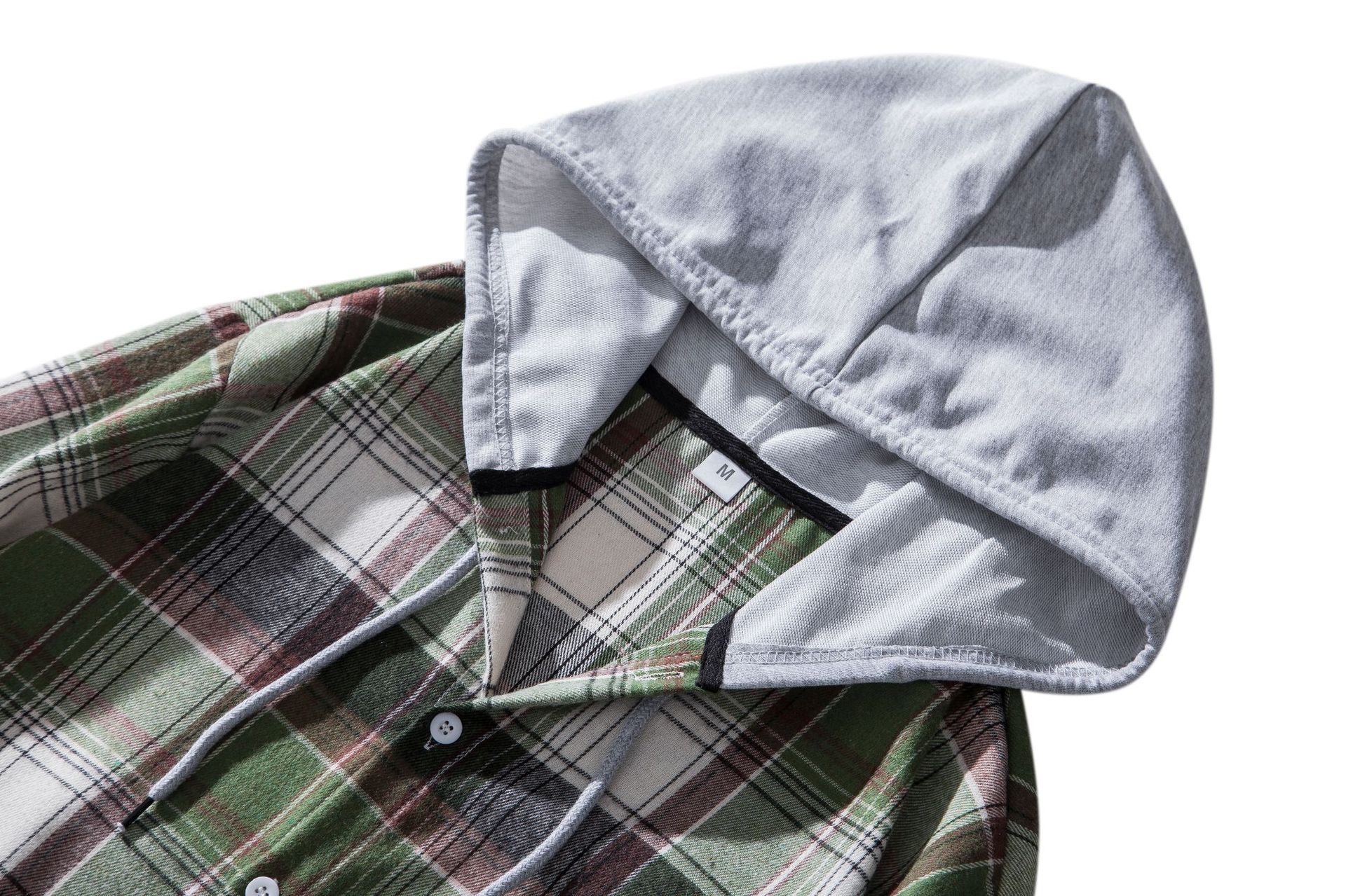 Herren Flanellhemd Mit Kapuze Kariertes Oversized Freizeithemd_voghion.com