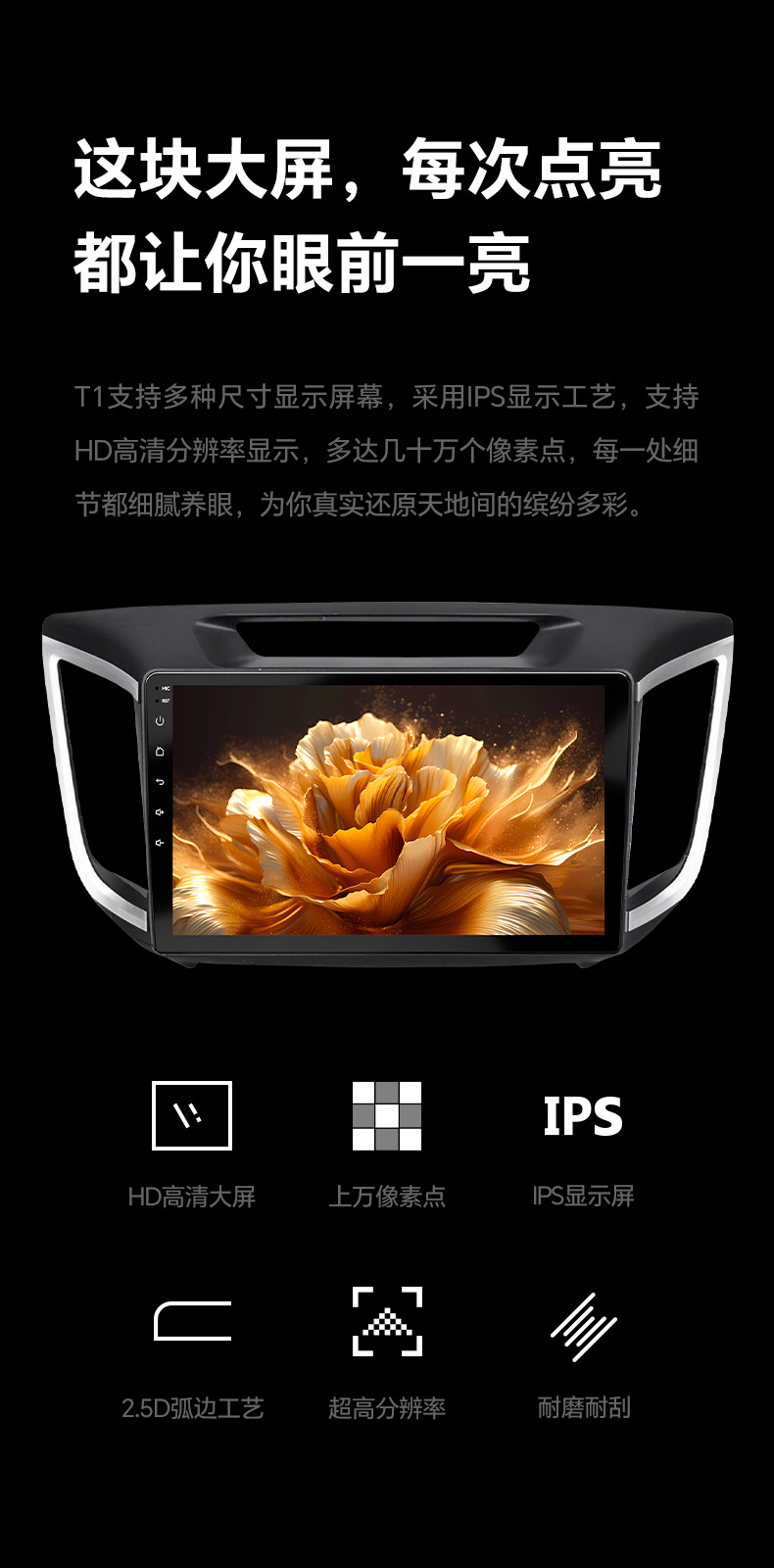 Applicable to 2015-2019 Hyundai Ix25 Gps Car Navigation Multimedia Central Control Large Screen All-In-One Machine Carplay