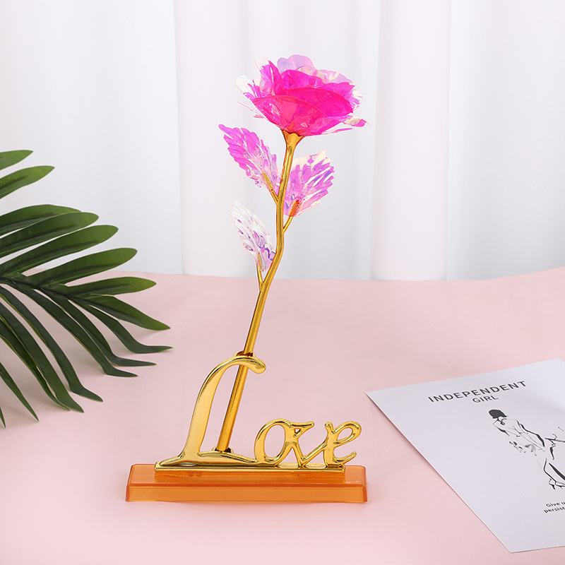 Rosa Dorada Artificial, Regalo para el Día de San Valentín o Qixi, Caja con Diseño de Cielo Estrellado, Adornos Creativos para Puestos Navideños