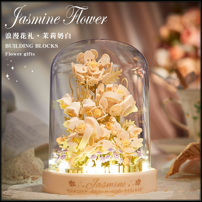 永生积木花束玫瑰花朵diy手工玩具植物盆栽摆件送女孩高级感礼物|undefined