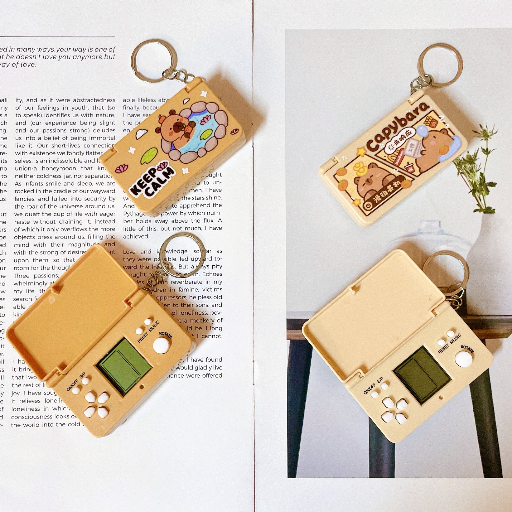 Juegos portátiles creativos de descompresión delfines de agua cámara de proyección llavero tapa de flip bolso de computadora de juegos de computadora colgante