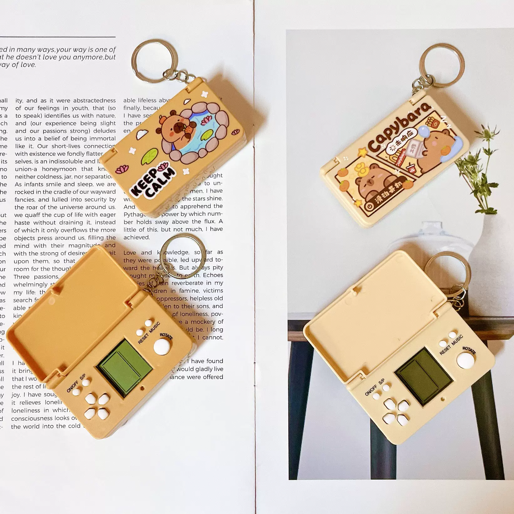 跨境掌上电子游戏机俄罗斯方块怀旧复古经典迷你翻盖游戏机小挂件