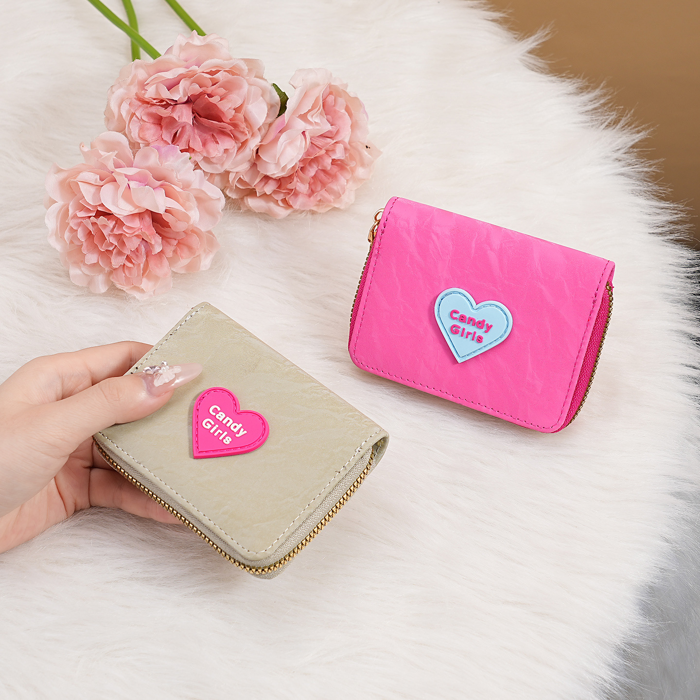 Nuevo cross-border cremallera billetera caramelo chica moda encantadora multi-tarjeta bolso de cambio de mujer cartera dulce clip corto