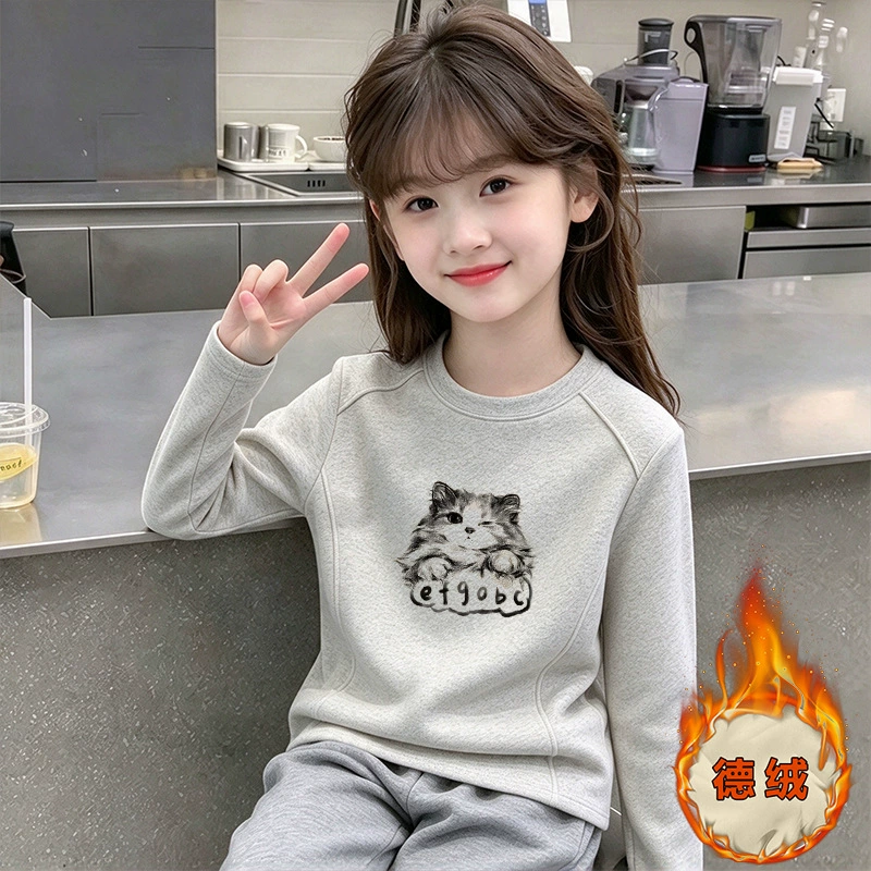 Лонгслив для девочек из дэррона круглый вырез 8–15 лет
