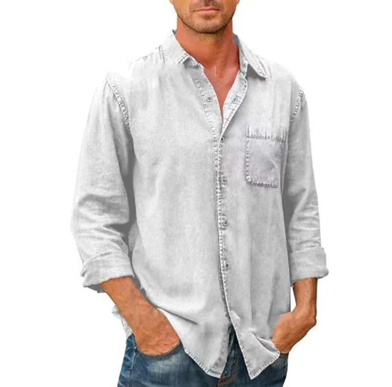 2024 new autumn with solid color pocket and single breasted shirt, men's long sleeved shirt_voghion.com