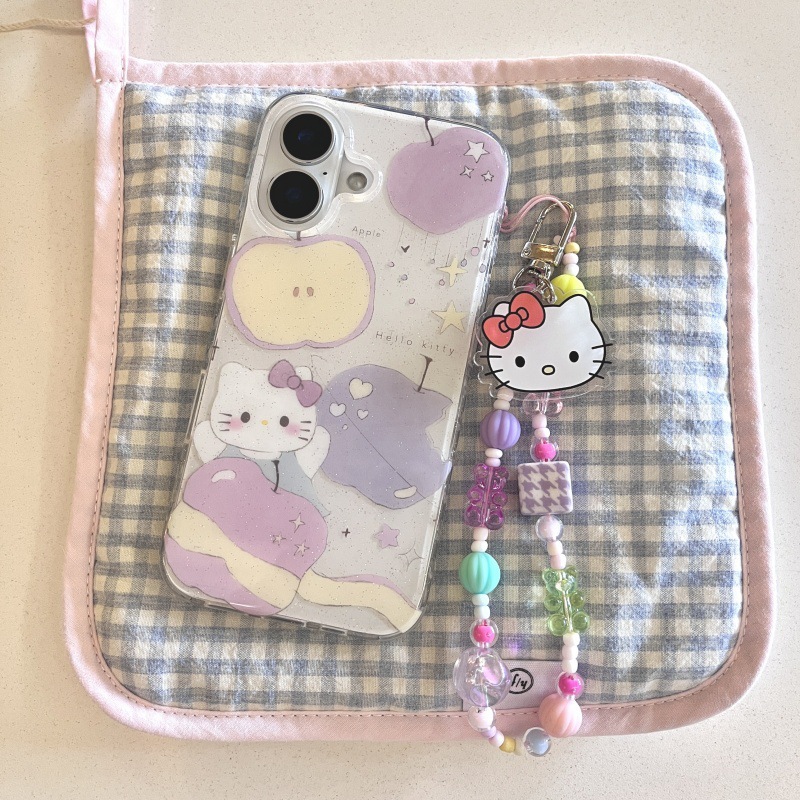 Lindo carillón de viento púrpura brillante kt Apple 16ProMax cadena 13 funda para teléfono móvil para Apple 14 mujeres 13 nuevo