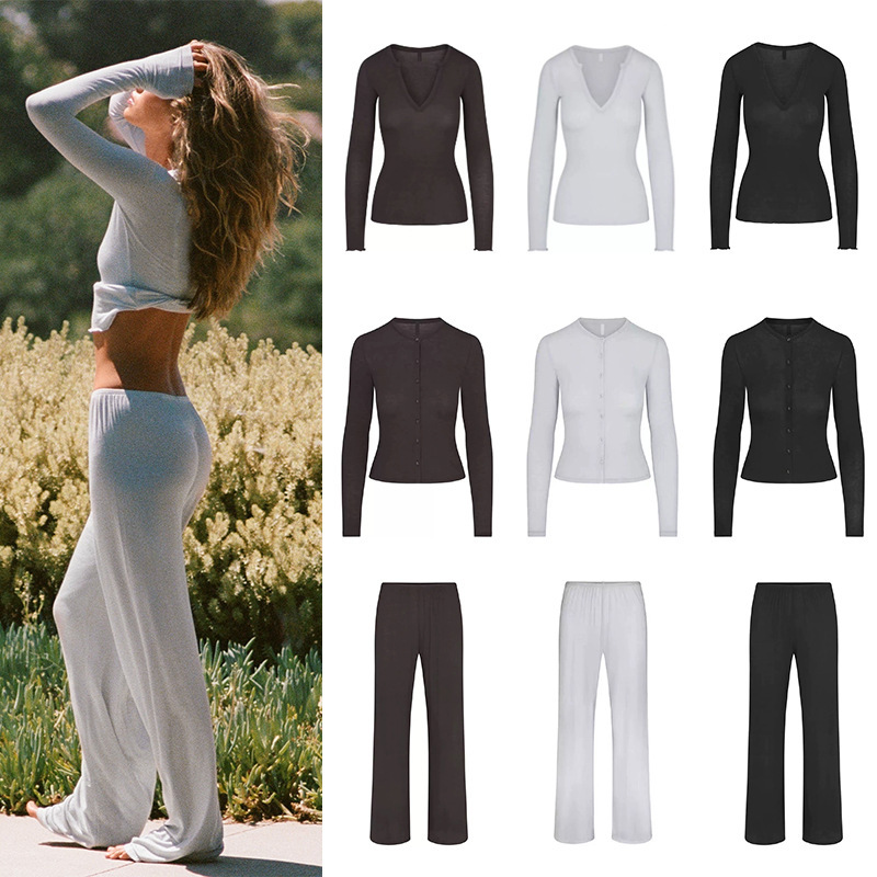 Soft to the Bone, New Kardashian Soft Modal Cashmere Sheer Old Money Style Shirt and Pants Set