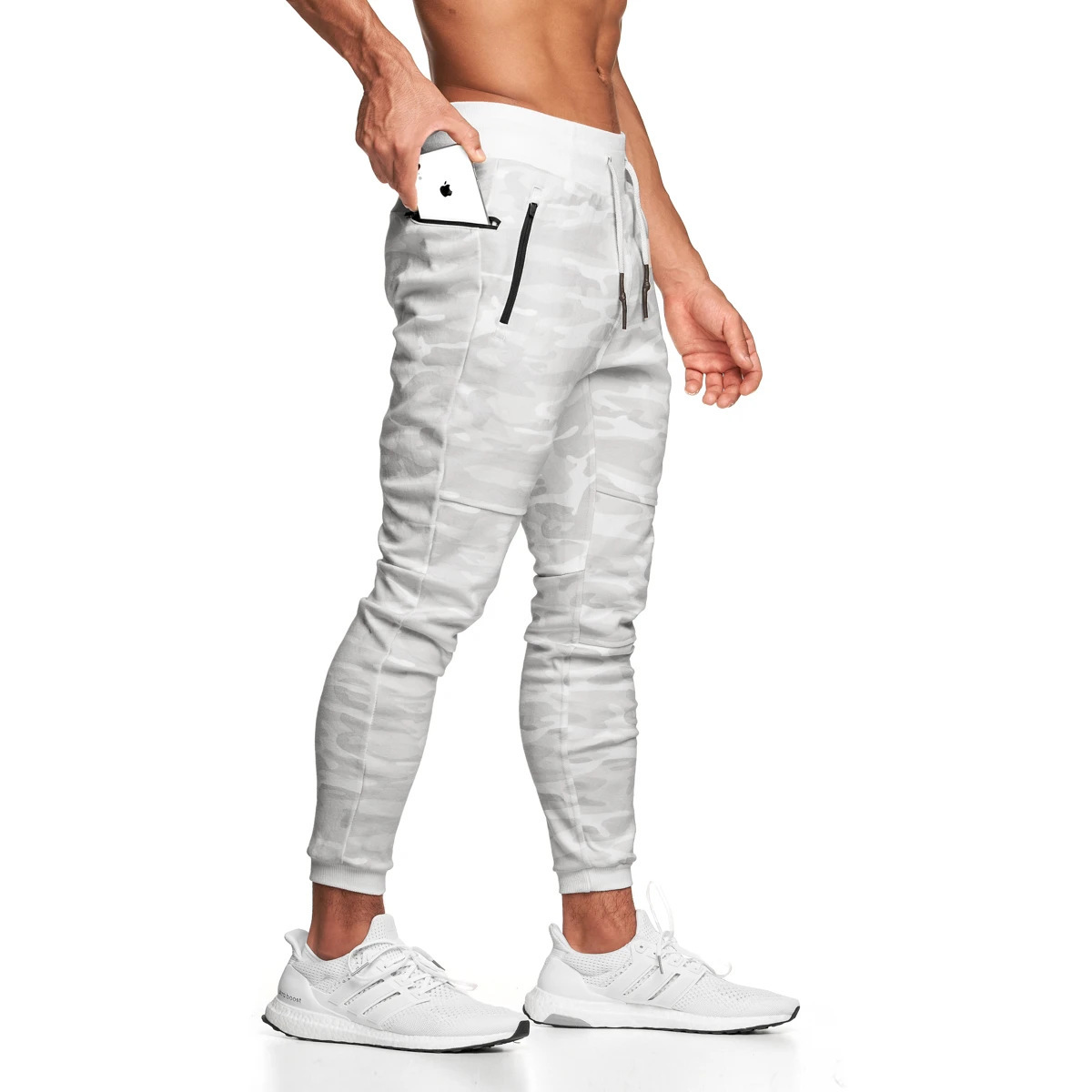 2022 de moda de estilo europeo y americano de los hombres de los deportes de los pantalones casuales de camuflaje de entrenamiento muscular de fitness slim fit tobillo-atado Pantalones