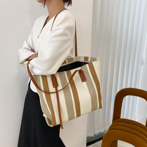 Bag Large Capacity Women's Commuting Canvas Bag  New Trendy Internet Celebrity Fashion Tote Bag Work Shoulder Large Bag