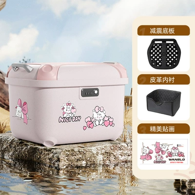 Electric car tail box Motorcycle Rear Trunk, Aima - rose-pink-lining-pink-cat-single-tail-box