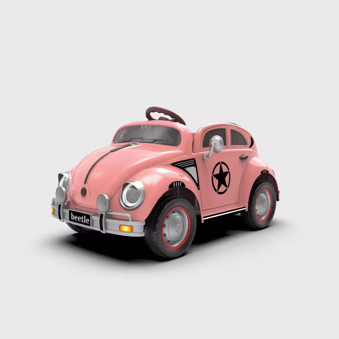 Niños retro coche eléctrico de cuatro ruedas control remoto carro escarabajo todoterreno juguetes para niños se puede sentar coche para niños image 6
