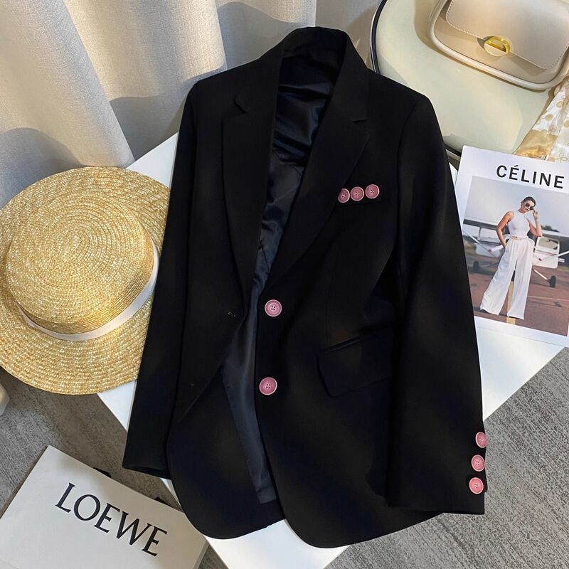 Women's Small Blazer 2025 Spring New Design Niche Korean Style Petite Black Blazer