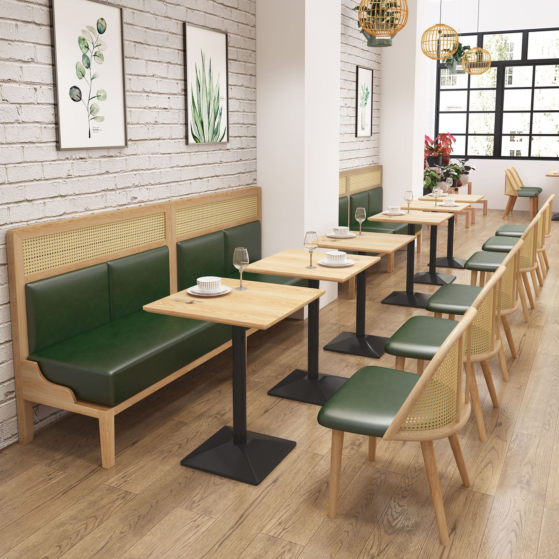 Sofá de asiento de tarjeta de ratán de madera maciza comercial nuevo estilo chino mesa y silla restaurante cafetería leche tienda de té mesa de comedor y silla combinación