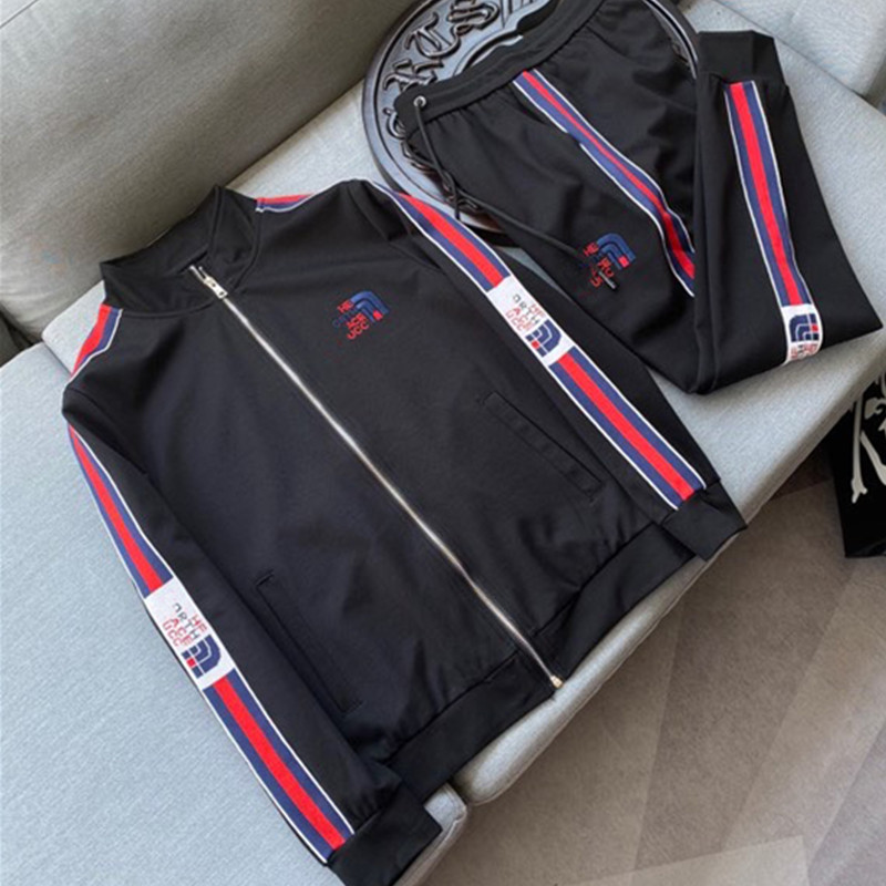 欧洲站罗马棉休闲运动服套装男秋季新品外贸名牌时尚两件套大码潮
