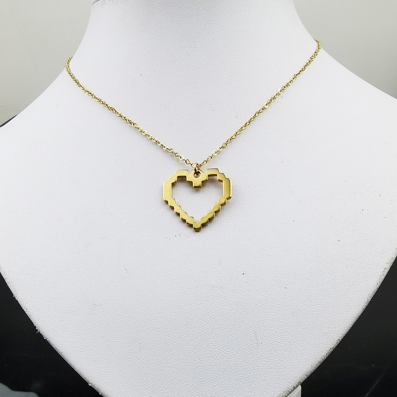 Daily Occasion Streetwear Moon Heart Shape Lock Stainless Steel Plating Pendant Necklace