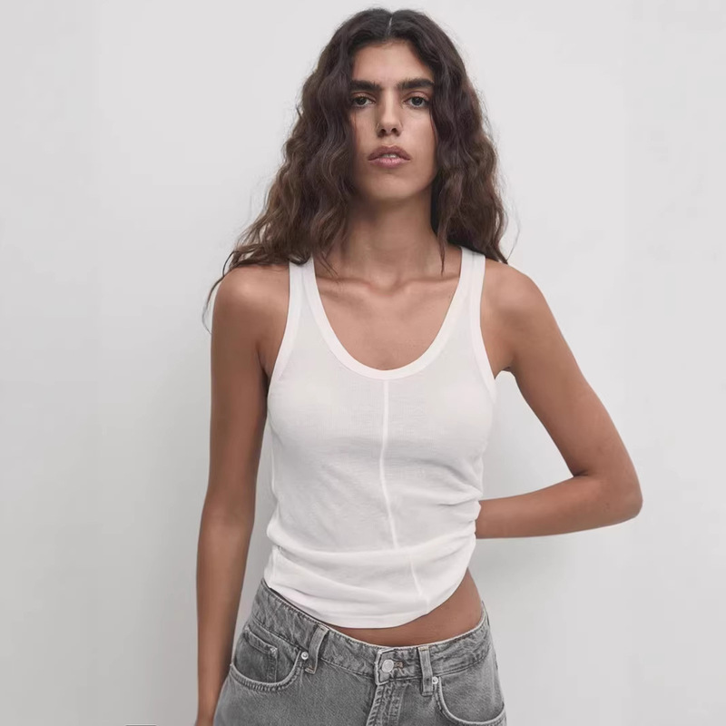 European and American French-Style British Women's Fashion Cotton T-Shirt with Straps, Sexy White Inner Wear, Women's U-Neck Pure Cotton Tank Top European and American French-Style British Women's Fashion Cotton T-Shirt with Straps, Sexy White Inner Wear, Women's U-Neck Pure Cotton Tank Top
