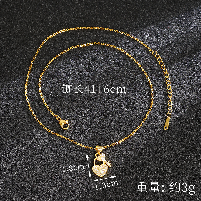 Vietnam Shajin estilo europeo y americano diamante color hueco cerradura de amor collar pendiente de dos piezas joyería al por mayor