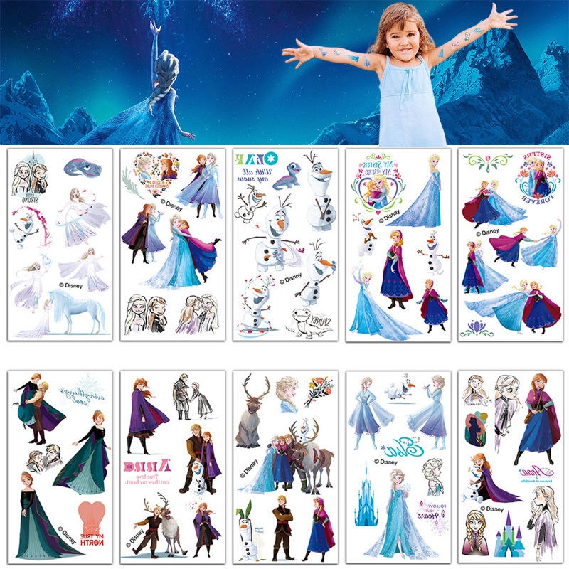 in stock Frozen tattoo stickers princess face stickers wholesale children cartoon Elsa Anna temporary stickers
