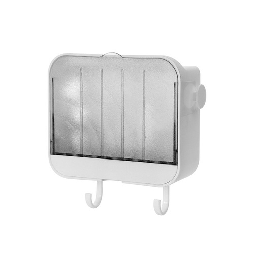 Creative soap box with lid wall-mounted punch-free soap box drain flip-top laundry soap box bathroom storage rack
