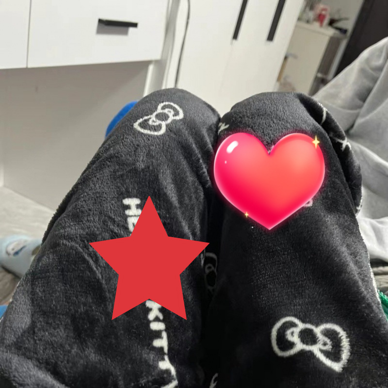 Cartoon Kt Cat Flannel Pajama Pants for Women, New Autumn and Winter Thickened and Fleece-Lined Warm Casual Home Pants, Export