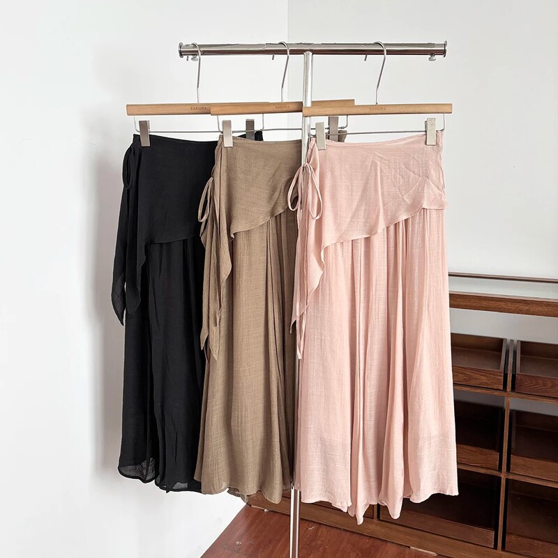 Korean-Style Fresh Fashion High-Waisted Versatile Slimming Commuter A-Line Flared Skirt Loose Half-Skirt