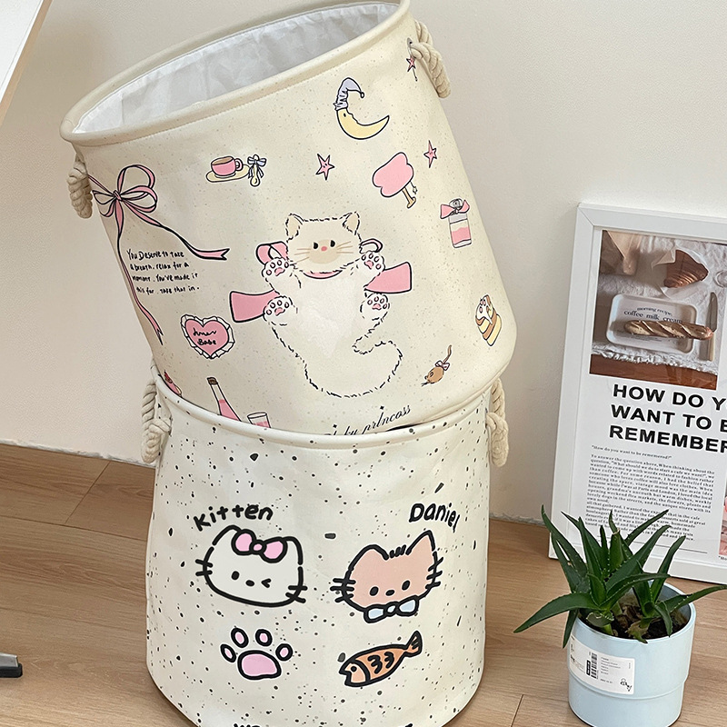 Nueva canasta de ropa sucia de gato lindo de gran capacidad, canasta de almacenamiento de ropa de baño, cubo de almacenamiento de peluche plegable para el hogar