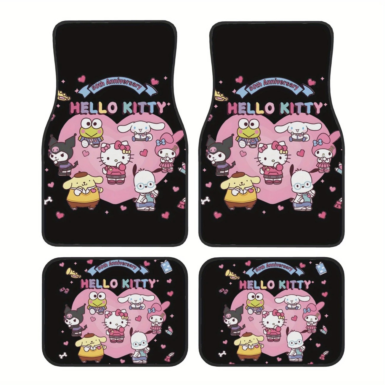 Cross-Border Sanrio Car Floor Mats for Main and Passenger Seats, Front and Rear Floor Mats, Amazon Temu Dropshipping Cartoon Foot Mats