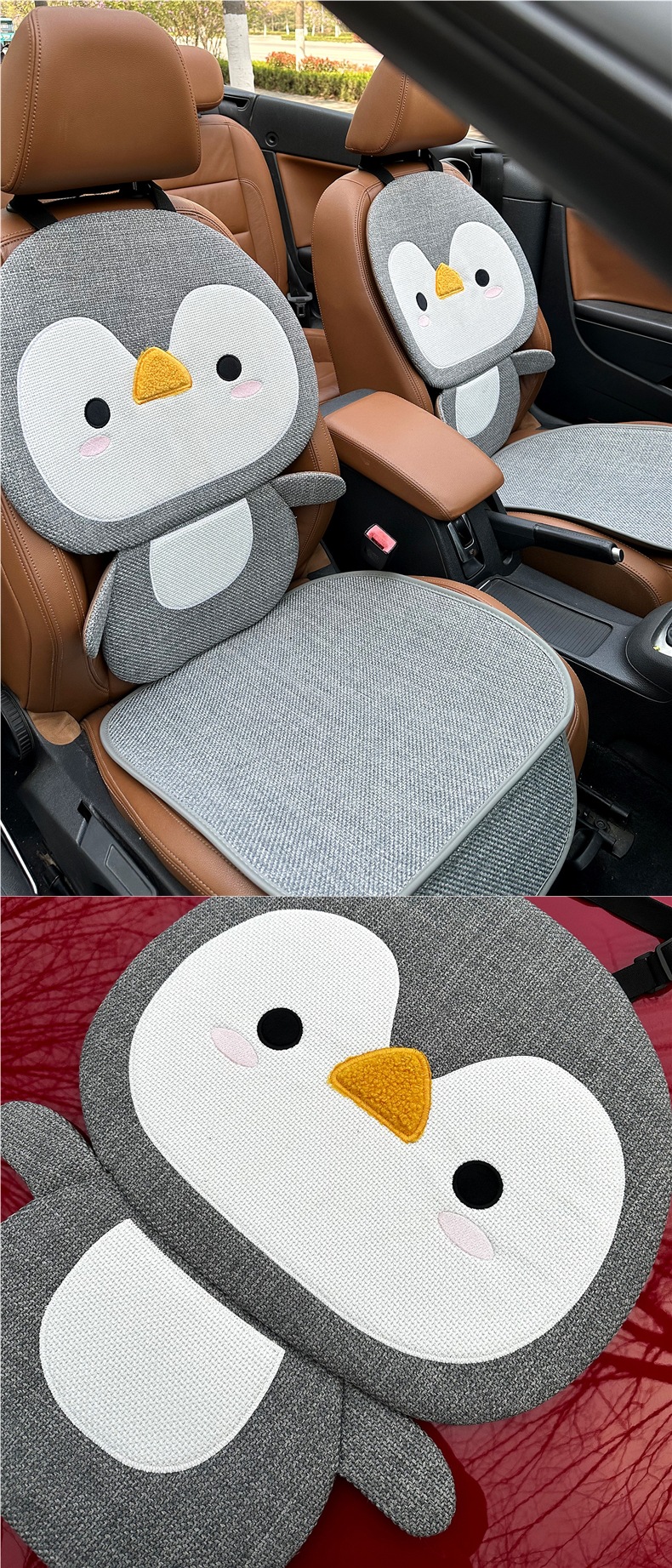 Car seat cushion for all seasons, cute cartoon design for women, featuring a corn-themed design, seagull seat cover, cotton-linen dolphin seat cushion