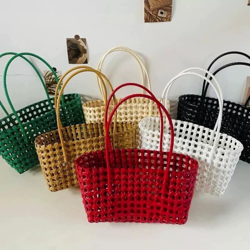 Designer Cut Out Woven Bag, Vacation Vegetable Basket Bag, Beach Shopping Basket, Underarm Shoulder Bag, Handbag, Women's Bag