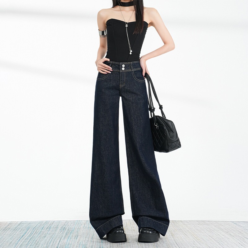 Ice Silk Touch｜Korean Style Denim for Everyday Wear｜Low-Waist Slim-Fit Double-Button Flared Jeans