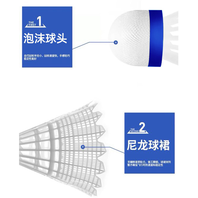 台湾製ナイロン製耐久性バドミントンボール3個セット、娯楽用プラスチックボール、学生向け室内外トレーニングバドミントン|undefined