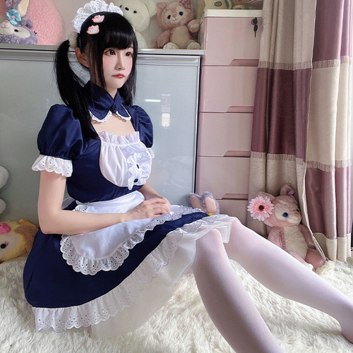 Japanese soft cute classic maid costume cosplay performance costume cafe maid uniform lolita dress