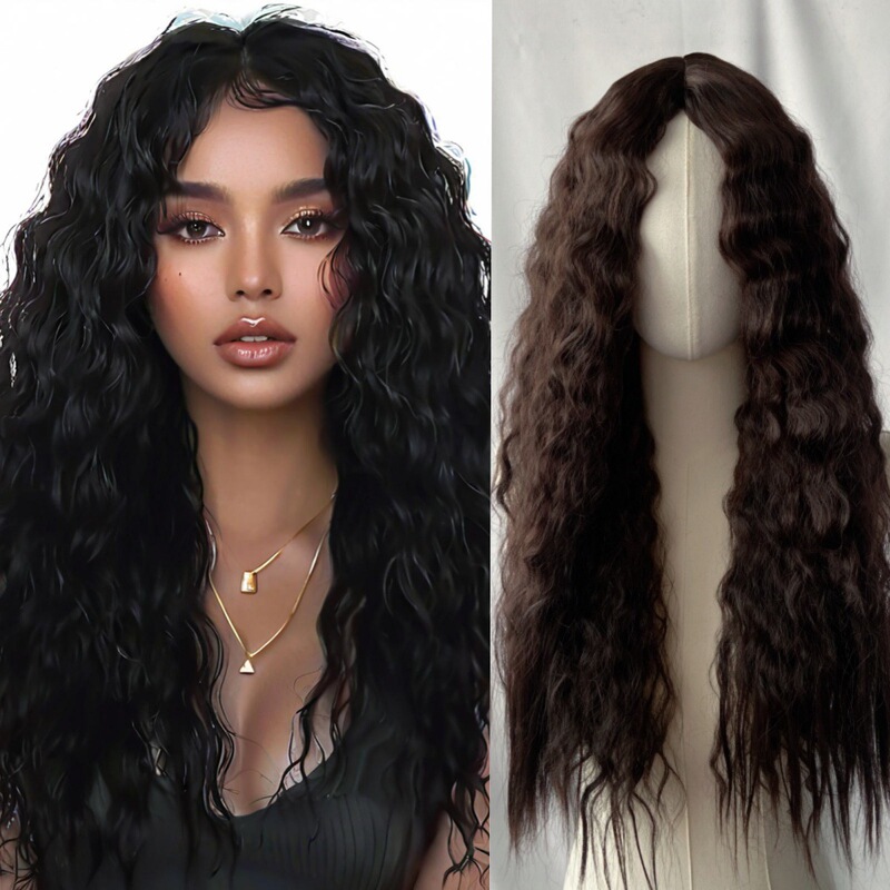 Europe and the United States cross-border wig women's fashion wool roll long hair chemical fiber high temperature silk AliExpress explosion in stock wholesale Europe and the United States cross-border wig women's fashion wool roll long hair chemical fiber high temperature silk AliExpress explosion in stock wholesale