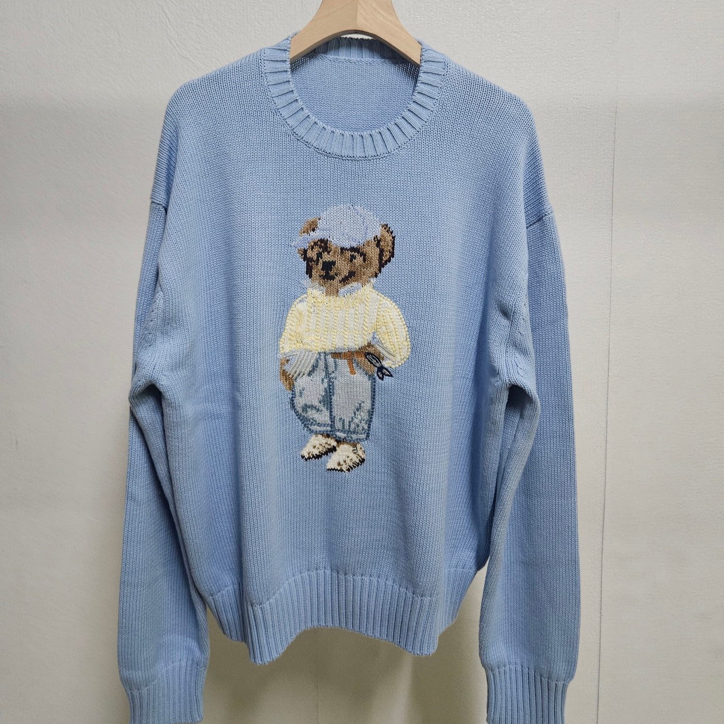 Foreign Trade Autumn and Winter Style Cotton Cartoon Bear Heavy Embroidery Round Neck Preppy Style Age-Reducing Versatile Sweater for Women A63