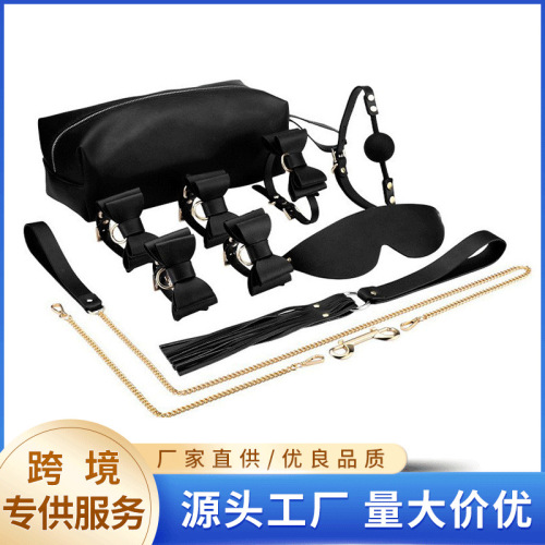 Sexy Leather SM Bondage Set Flirting Couple Bondage Hand and Foot Cuffs Collar Storage Bag Adult Products Wholesale