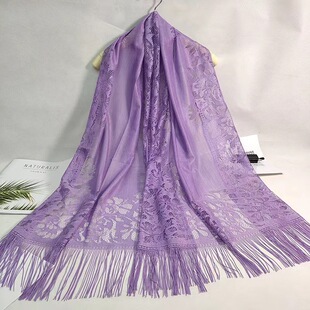 Shawl summer thin lace scarf hollow jacquard scarf ethnic style tassel shawl female closed toe performance dinner