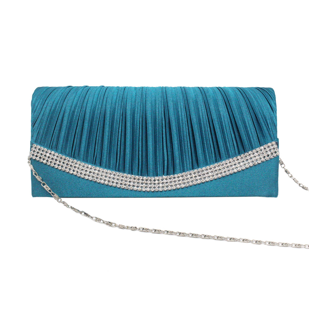 159g Weight Polyester Lining Material Magnetic Buckle Closure Type Women's Medium All Seasons Polyester Silk Solid Color Fashion Rhinestone Square Magnetic Buckle Evening Bag