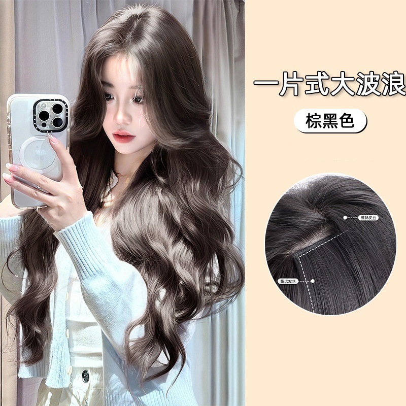 假发片女长发 一片式无痕水波纹假发贴片蓬松大波浪隐形接发片|undefined