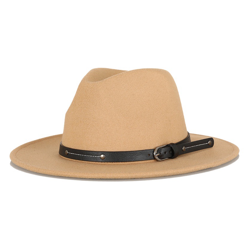 Sombrero de copa para hombres y mujeres Otoño e Invierno Nuevo europeo y americano británico ordinario anti-lana sombrero cálido moda ala ancha imitación en forma de campana sombrero de fieltro