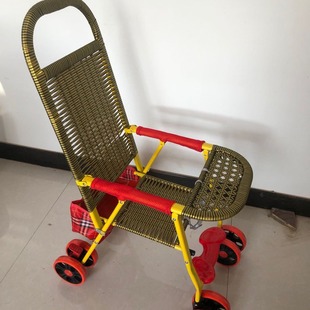 Baby Folding Rattan Car Children's Bamboo Car Portable Children's Simple Cart Baby Children's Lying Cart