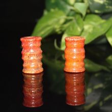 欧美跨境清晚期老和田玉竹节桶珠古珠子 老玉珠玉琮收藏 和田玉