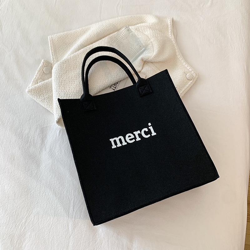 Bolsos de fieltro de gran capacidad, simples y versátiles, bolsos de mujer, bolsos bento, bolsos de viaje convenientes, bolsos de compras