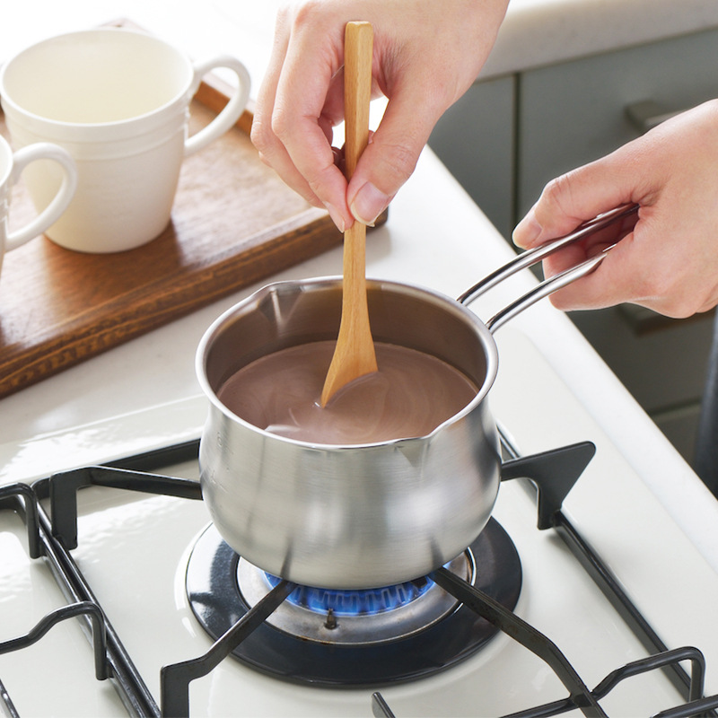 요시카와 일본 수입 304 스테인레스 스틸 스노우 팬 다기능 소형 핫 밀크 팬 기름 튀김 팬 식품 보충 팬