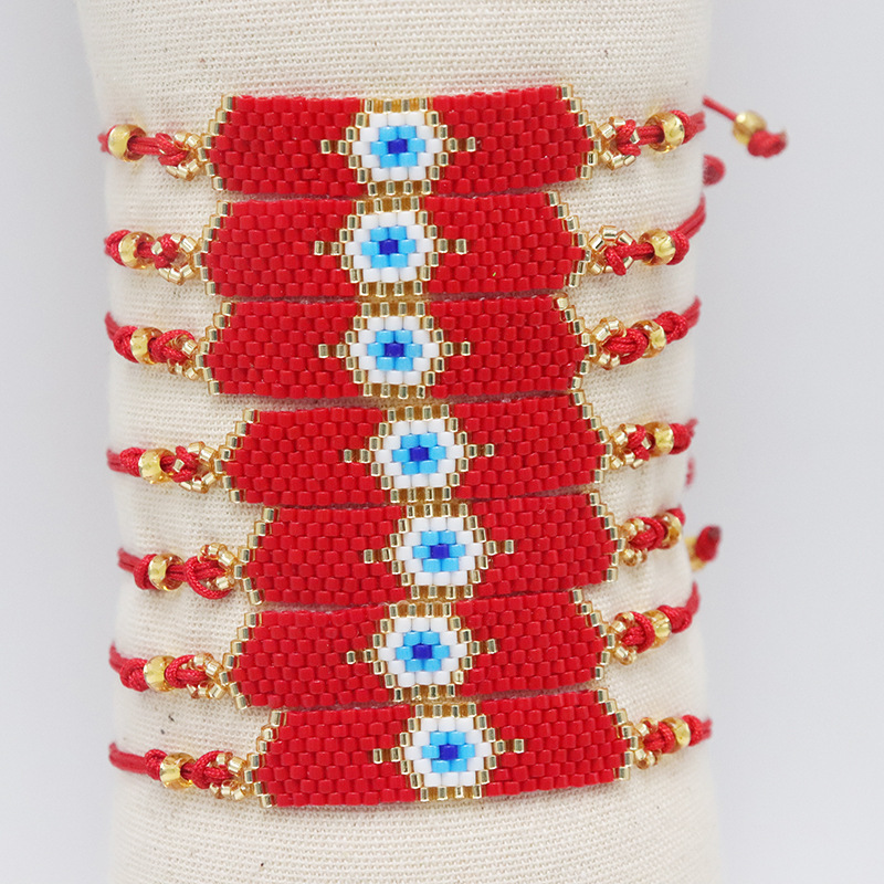 4g Weight Bracelets Classification rope Chain Material 1 Piece Quantity Casual Bohemian Devil's Eye Beaded Rope Braid Women's Bracelets