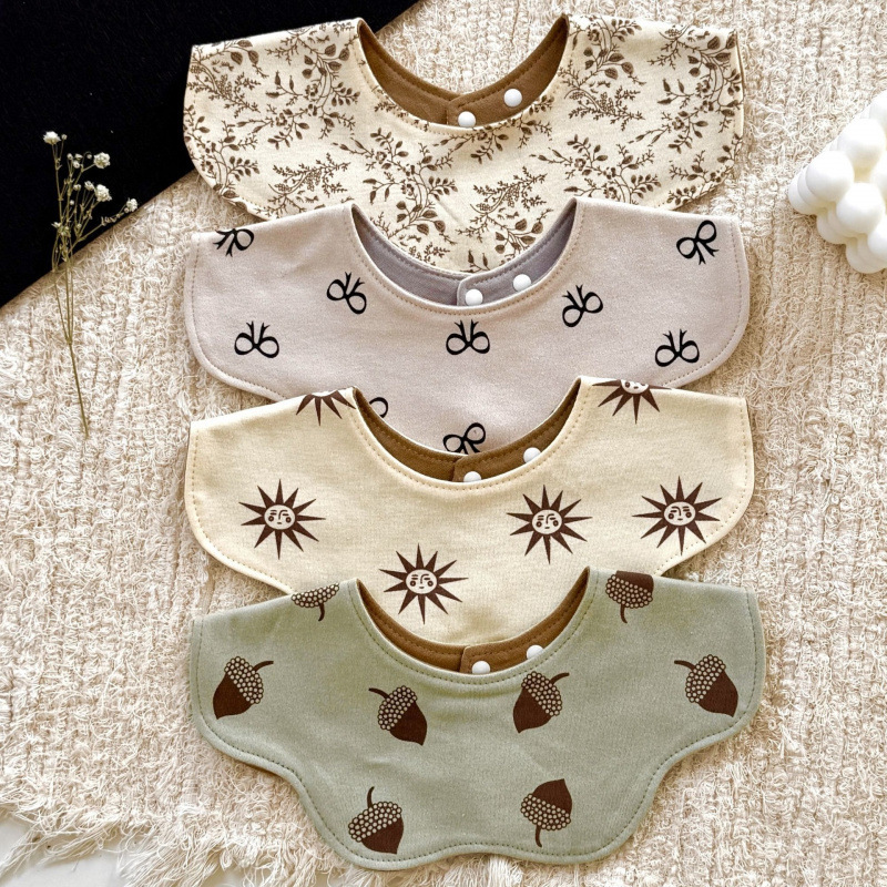 W韩系婴儿围嘴花瓣纯棉类口水巾儿口水巾超柔软吸水宝宝围兜L