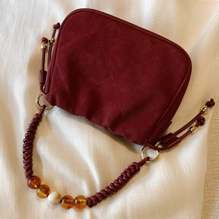 Southern Wind chio2nd Cloud Velvet Amber Cloud Bag mujer 2024 nuevo bolso de boda rojo con un solo hombro en otoño e invierno