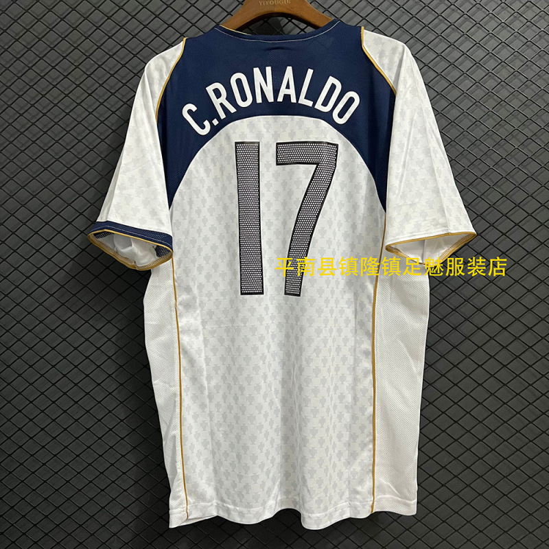 2004年ポルトガル代表 ロナウドC 17番 アウェイサッカーユニフォーム 男女兼用 夏用 プレイヤーバージョン スターレトロスタイル|undefined