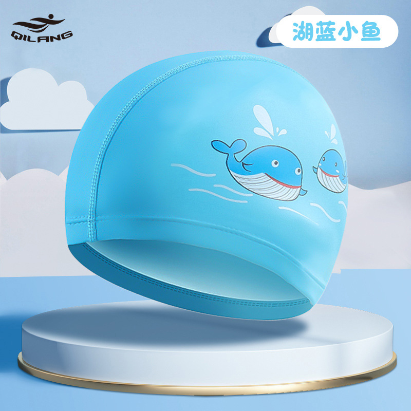 Gorro de natación para niños Revestimiento de PU de dibujos animados lindo niños y niñas impermeable protección para los oídos impresión logo gorra de natación ventas directas de la fábrica