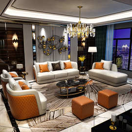 港式轻奢沙发意大利后现代风真皮大户型客厅整装客厅套装别墅家具